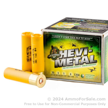250 Rounds of 1 ounce #4 shot Hevi-Metal 20ga Ammo by Hevi-Shot