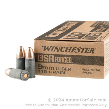 1000 Rounds of 115gr FMJ 9mm Ammo by Winchester USA Forged
