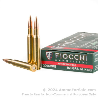 20 Rounds of 168gr Hollow Point Boat Tail 30-06 Springfield Ammo by Fiocchi