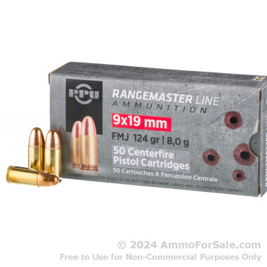 1000 Rounds of 124gr FMJ 9mm Ammo by Prvi Partizan Rangemaster