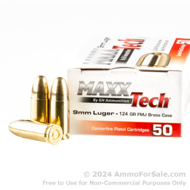 500 Rounds of 124gr FMJ 9mm Ammo by MAXX Tech
