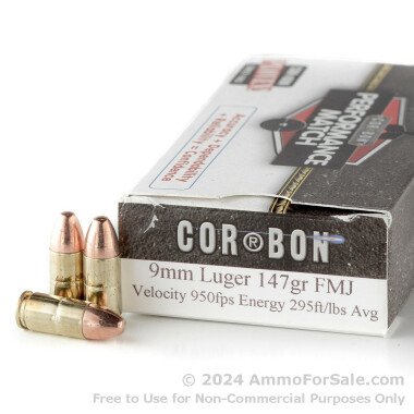 50 Rounds of 147gr FMJ 9mm Ammo by Corbon
