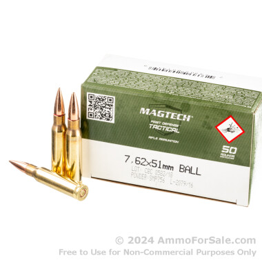50 Rounds of 147gr FMJ M80 7.62x51 Ammo by Magtech