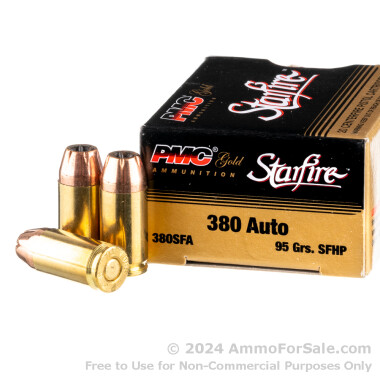 20 Rounds of 95gr JHP .380 ACP Ammo by PMC