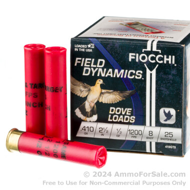 250 Rounds of 1/2 ounce #8 shot 410ga Ammo by Fiocchi