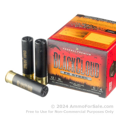 25 Rounds of 3 1/2" 1 1/2 ounce #4 shot 12ga Ammo by Federal Blackcloud