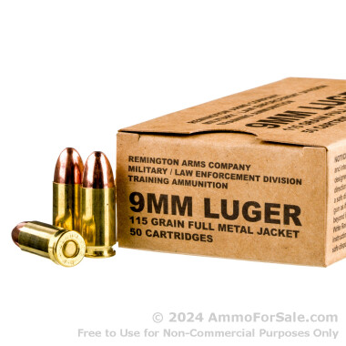 50 Rounds of 115gr FMJ 9mm Ammo by Remington