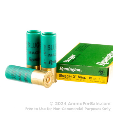 250 Rounds of 1 ounce Rifled Slug 12ga Ammo by Remington Slugger 3"
