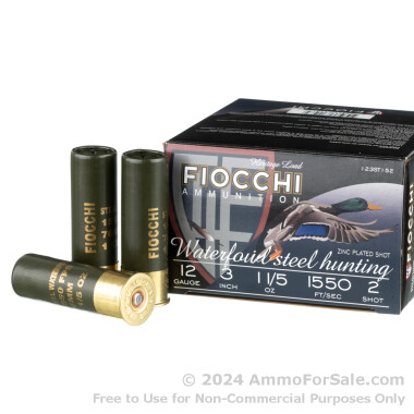 25 Rounds of 1 1/5 ounce #2 steel shot 12ga Ammo by Fiocchi