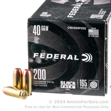 200 Rounds of 165gr FMJ .40 S&W Ammo by Federal