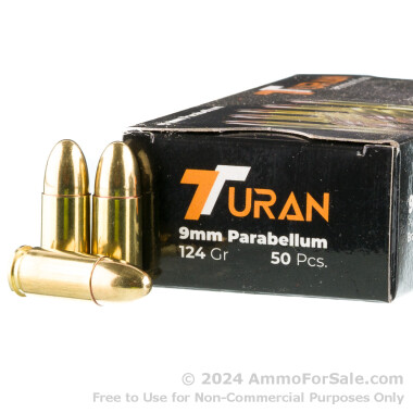 1000 Rounds of 124gr FMJ 9mm Ammo by Turan