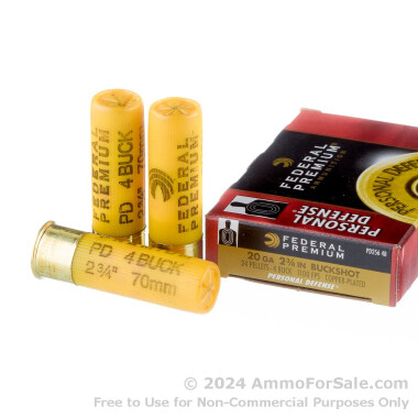 5 Rounds of  #4 Buck 20ga Ammo by Federal