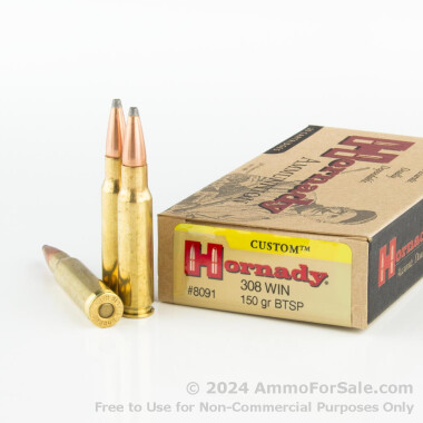 20 Rounds of 150gr SPBT .308 Win Ammo by Hornady