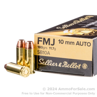 1000 Rounds of 180gr FMJ 10mm Ammo by Sellier & Bellot