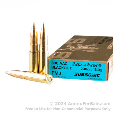 500 Rounds of 200gr FMJ .300 AAC Blackout Ammo by Sellier & Bellot