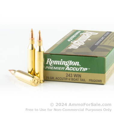 20 Rounds of 75gr AccuTip-V .243 Win Ammo by Remington