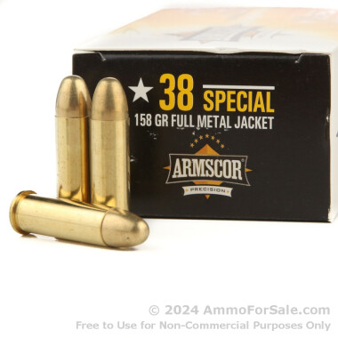 50 Rounds of 158gr FMJ .38 Spl Ammo by Armscor