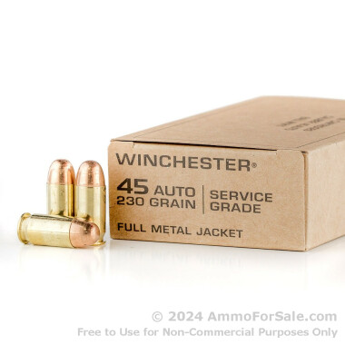 200 Rounds of 230gr FMJ .45 ACP Ammo by Winchester Service Grade Wood Box
