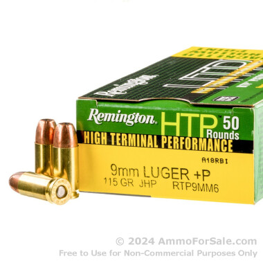 50 Rounds of 115gr JHP 9mm +P Ammo by Remington