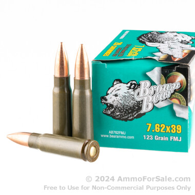 20 Rounds of 123gr FMJ 7.62x39mm Ammo by Brown Bear