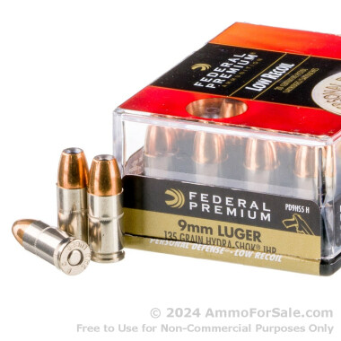 20 Rounds of 135gr JHP 9mm Ammo by Federal Hydra-Shok
