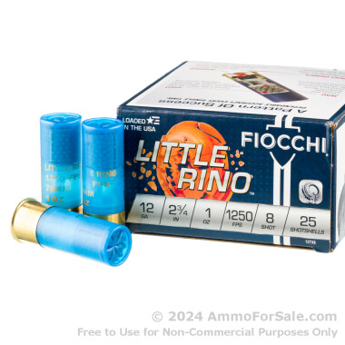 250 Rounds of 1 ounce #8 shot 12ga Ammo by Fiocchi Little Rino