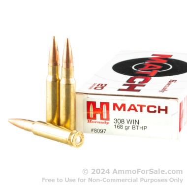 20 Rounds of 168gr HPBT .308 Win Ammo by Hornady