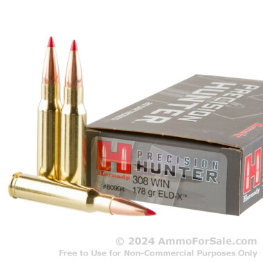 200 Rounds of 178gr ELD-X .308 Win Ammo by Hornady