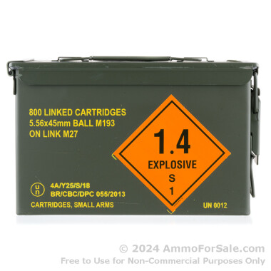 800 Rounds of 55gr FMJ M193 5.56x45 Linked Ammo in Ammo Can by Magtech