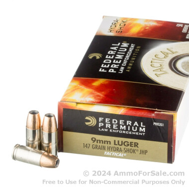 50 Rounds of 147gr JHP 9mm Ammo by Federal Hydra-Shok