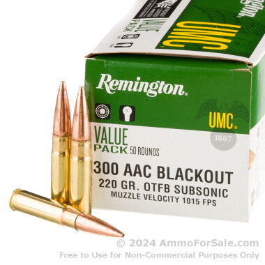 50 Rounds of 220gr OTFB .300 AAC Blackout Ammo by Remington