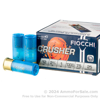 25 Rounds of 1 ounce #7 1/2 shot 12ga Ammo by Fiocchi Crusher