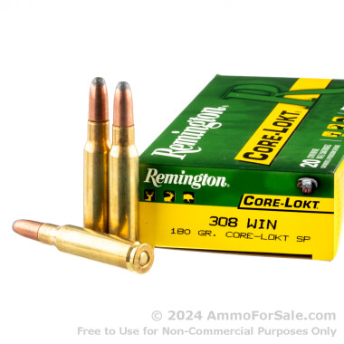 20 Rounds of 180gr SP .308 Win Ammo by Remington