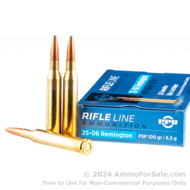 20 Rounds of 100gr Soft Point 25-06 Remington Ammo by Prvi Partizan