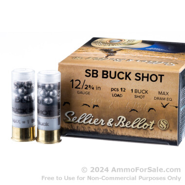 25 Rounds of 2-3/4" #1 Buck 12ga Ammo by Sellier & Bellot