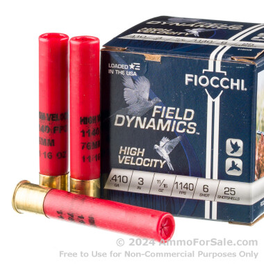 25 Rounds of 11/16 ounce #6 shot 410ga Ammo by Fiocchi