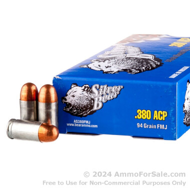 50 Rounds of 94gr FMJ .380 ACP Ammo by Silver Bear