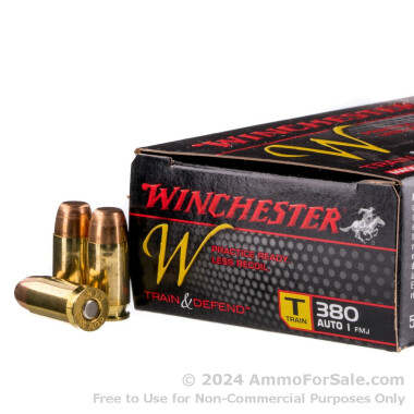 50 Rounds of 95gr FMJ .380 ACP Ammo by Winchester Train & Defend
