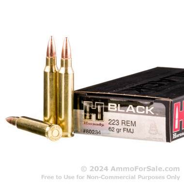 200 Rounds of 62gr FMJ .223 Ammo by Hornady BLACK