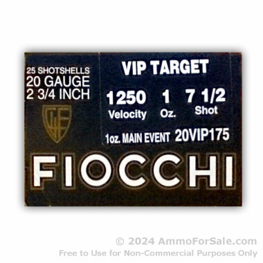 25 Rounds of 1 ounce #7 1/2 shot 20ga Ammo by Fiocchi