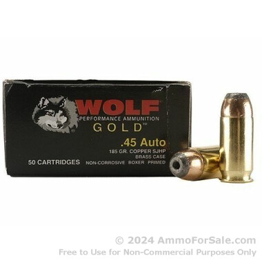 50 Rounds of 185gr JHP .45 ACP Ammo by Wolf