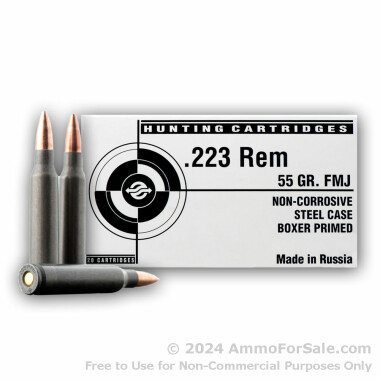 20 Rounds of 55gr FMJ .223 Ammo by Tula White Box