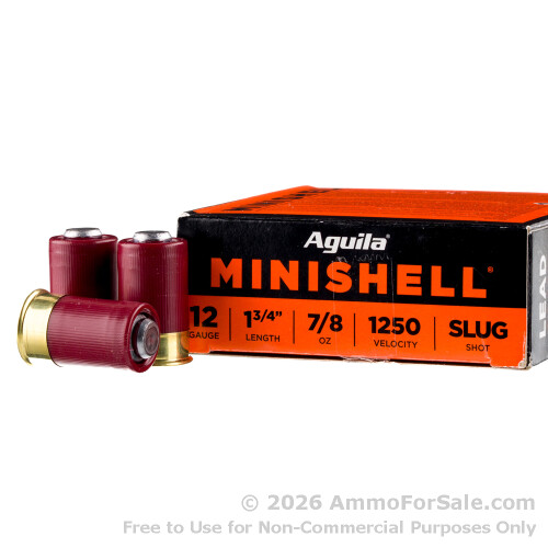 Mini Slug Shells 25 Rounds of 7/8oz Rifled Slug 12ga Ammo Aguila Minishell