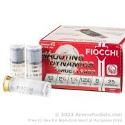 250 Rounds of 1 1/8 ounce #8 shot 12ga Ammo by Fiocchi Shooting Dynamics 1,250 fps