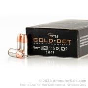 1000 Rounds of 115gr JHP 9mm Ammo by Speer