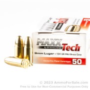 50 Rounds of 124gr FMJ 9mm Ammo by MAXX Tech