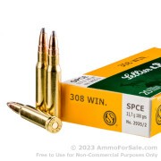 20 Rounds of 180gr SPCE .308 Win Ammo by Sellier & Bellot