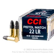 50 Rounds of 40gr LRN .22 LR Ammo by CCI Pistol Match