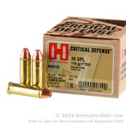 25 Rounds of 110gr JHP .38 Spl Ammo by Hornady Critical Defense