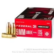 1000 Rounds of 115gr FMJ 9mm Ammo by Federal American Eagle